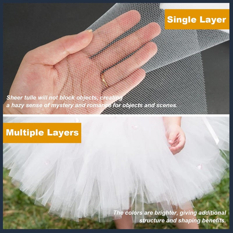 Ableme Deco White Tulle Fabric Roll 6 Inch by 100 Yards (300 ft) Tulle Ribbon Sheer Mesh Netting for DIY Tutu Skirt Gift Wrapping Wedding Baby Shower Birthday Halloween Party Decorations Crafts, 34 Colors (White) - Image 4